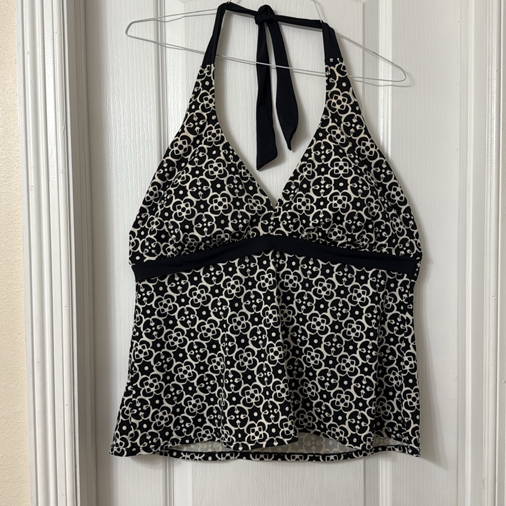 Torrid Black and White Halter Swim Top